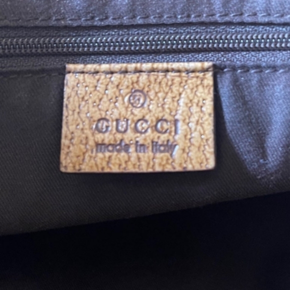 EUC Authentic Gucci Medium Monogram Tote Canvas Leather Tan Brown - Picture 3 of 13